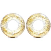 Set van 2x stuks intex opblaasbare gouden glitter zwembanden/zwemringen transparant 107 cm