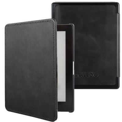 Lunso Kobo Aura Edition 1 hoes (6 inch) - Leren sleepcover - Zwart