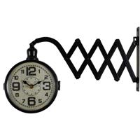Ostaria Wandklok/muur klok - stretchklok - station klok - D16 cm - metaal - zwart - woonkamer