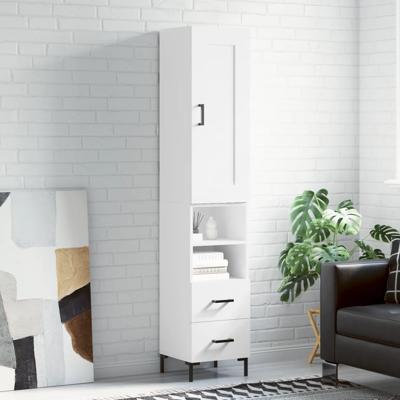 Hoge kast 34,5x34x180 cm bewerkt hout wit