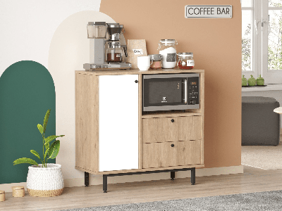 Commode REWONA 1 deur 2 lades eik/wit