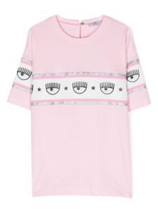 Chiara Ferragni Kids t-shirt Eyelike à bande logo - Rose