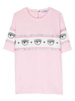 Chiara Ferragni Kids t-shirt Eyelike à bande logo - Rose