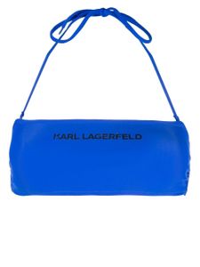 Karl Lagerfeld haut de bikini bandeau à logo imprimé - Bleu