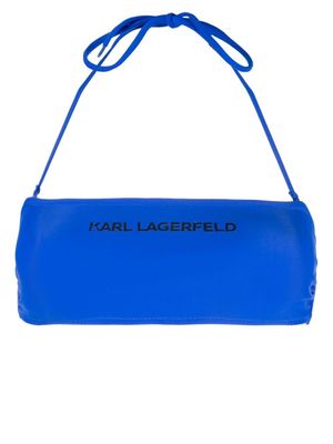 Karl Lagerfeld haut de bikini bandeau à logo imprimé - Bleu