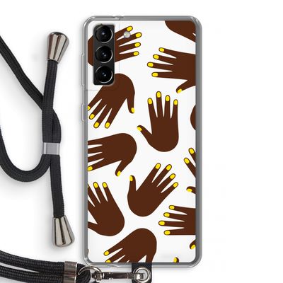 Hands dark: Samsung Galaxy S21 Plus Transparant Hoesje met koord