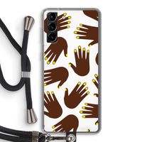 Hands dark: Samsung Galaxy S21 Plus Transparant Hoesje met koord