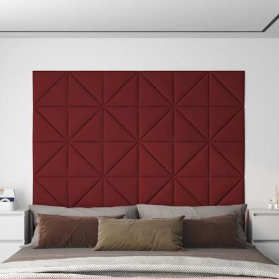 VidaXL Wandpanelen 12 st 0,54 m² 30x30 cm stof wijnrood