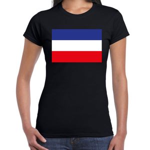 Boerenprotest t-shirt met Nederlandse vlag onderste boven zwart voor dames