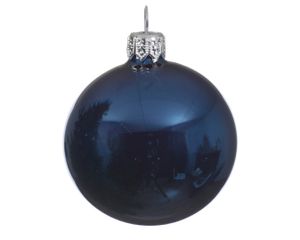 4 Glazen kerstballen glans 10 cm nacht blauw - Decoris