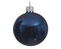 4 Glazen kerstballen glans 10 cm nacht blauw - Decoris - thumbnail