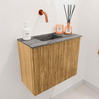 Toiletmeubel Mondiaz Joya Dlux | 50 cm | Meubelkleur Oak | Faye wastafel Sombra Wasbak Links | Zonder kraangat(en)