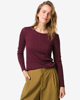 HEMA Dames T-shirt Colette ajour bordeauxrood (bordeauxrood)