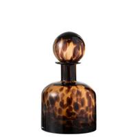 J-Line decoratie Fles + Stop Spikkel - glas - bruin|zwart - small