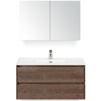 Dante Badmeubelset 100 cm - Tabacco - Keramische Wastafel Wit Cover met Spiegelkast