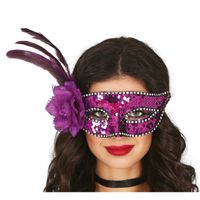 Verkleed oogmasker Venitiaans - paars pailletten - volwassenen - Carnaval/gemaskerd bal - thumbnail