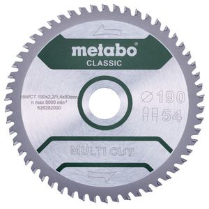 Metabo Accessoires Cirkelzaagblad | Multi Cut Classic | 190x30mm | Z54 FZ/TZ 5°/B - 628663000