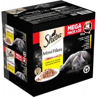 Sheba Mini Filets Gevogelte Selectie in saus megapack natvoer kat (kuipjes 85 g) 2 verpakkingen (64 x 85 g)