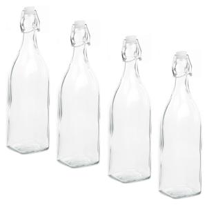 Decoratie fles - 6x - 1000ml/1ltr - beugeldop - 8 x 32 cm - glas - cadeau fles - decoratieflessen