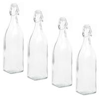 Decoratie fles - 6x - 1000ml/1ltr - beugeldop - 8 x 32 cm - glas - cadeau fles - decoratieflessen