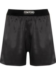 TOM FORD short en soie à taille à logo - Noir