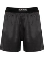 TOM FORD short en soie à taille à logo - Noir