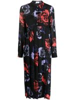 Ferragamo robe mi-longue à fleurs - Noir