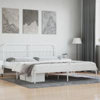 Bedframe met hoofdbord metaal wit 200x200 cm - thumbnail