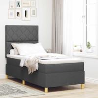 Boxspring bed met matras Donkergrijs 90 x 190 cm Stof
