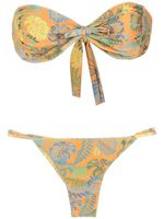 Amir Slama bikini bandeau à imprimé végétal - Orange - thumbnail