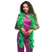 Carnaval verkleed boa met veren - groen - 180 cm - 50 gram - Glitter and Glamour