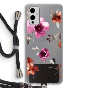 Geschilderde bloemen: OnePlus 9 Transparant Hoesje met koord