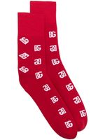 Dolce & Gabbana chaussettes à logo en intarsia - Rouge