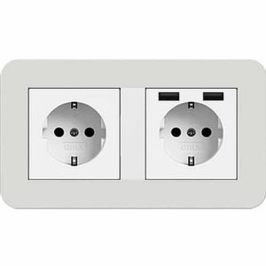 Gira E3 dubbel usb stopcontact lichtgrijs wit