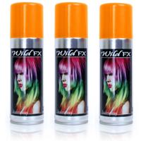 Haarspray of haarverf - 3x - kleur oranje - verkleed accessoires - 125 ml - volwassenen en kinderen