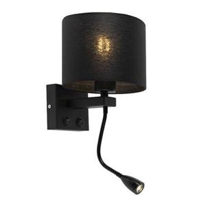 QAZQA Moderne wandlamp zwart met zwarte kap - Brescia