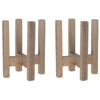 Set van 2x plantenstandaarden/voeten Historic hout 16 x 22 cm