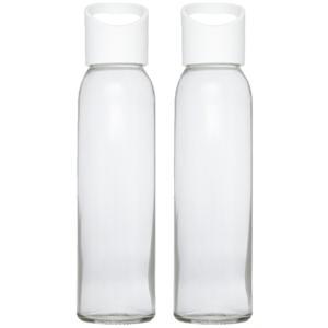 Waterfles - 4x stuks - transparant - 500 ml - glas - met schroefdop - wit handvat - drinkfles