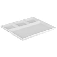 Fondue/gourmet/bbq bord - 4x - wit - 26 x 20 cm - 4 vakken - porselein - dinerborden