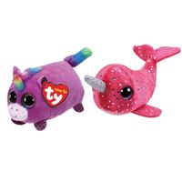 Ty - Knuffel - Teeny Ty's - Rosette Unicorn & Nelly Narwhal - thumbnail