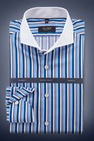 OLYMP SIGNATURE Tailored Fit Overhemd blauw/wit, Gestreept - thumbnail