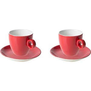 Maastricht Porselein Schotel en koffiekop Bart Colour Cafe 17 cl 13.5 cm Rood Porselein 2 stuks