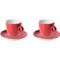 Maastricht Porselein Schotel en koffiekop Bart Colour Cafe 17 cl 13.5 cm Rood Porselein 2 stuks - thumbnail