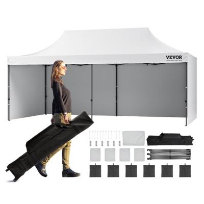 VEVOR paviljoen 304,8x609,6x320cm tuintent 500D PU zilveren stof opvouwbaar paviljoen in hoogte verstelbaar incl. opbergtas partytent 12-16 personen pop-up tent tuinpaviljoen voor kampeertrip