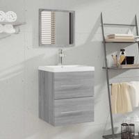 Badkamerkast met spiegel 41x38,5x48 grijs sonoma eikenkleurig