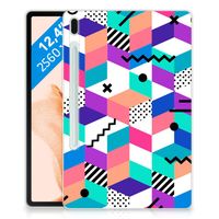 Samsung Galaxy Tab S7FE Back Cover Blokken Kleurrijk - thumbnail