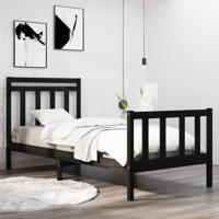 Bedframe massief hout zwart 75x190 cm