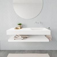Mondiaz Alan badmeubel 120 cm solid suface planchet talc vrijhangend wastafel rechts zonder kraangat wit