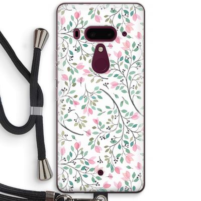 Sierlijke bloemen: HTC U12+ Transparant Hoesje met koord