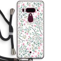 Sierlijke bloemen: HTC U12+ Transparant Hoesje met koord